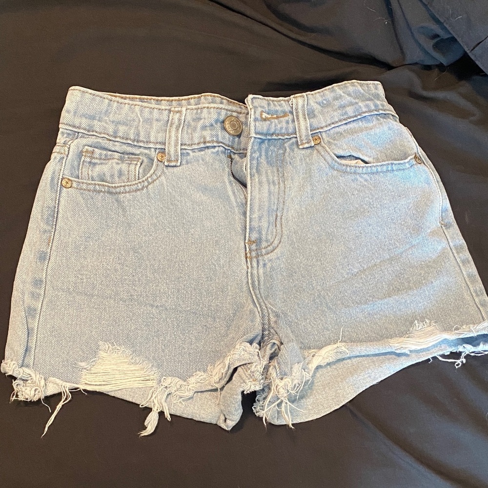 GOGO Light Blue High-Waist Distressed Denim Shorts